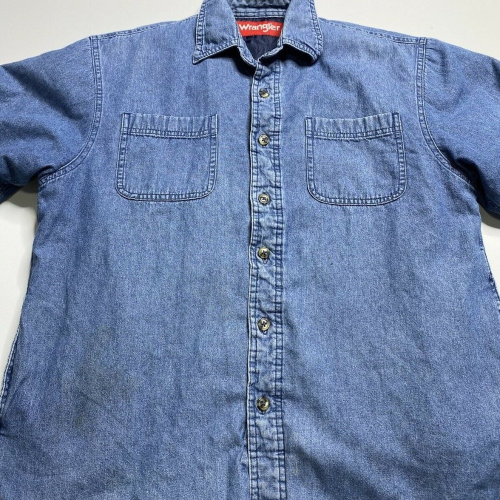 Wrangler Mens Md Lined Blue Jean Denim Work Shirt